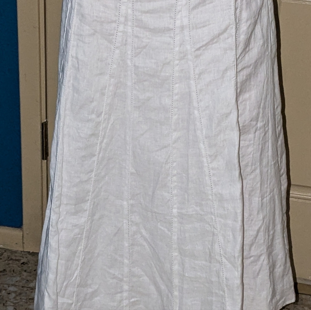 Edward® White 100% linen skirt. A-line flared. Size 14. Midi length skirt 34" - Picture 6 of 7